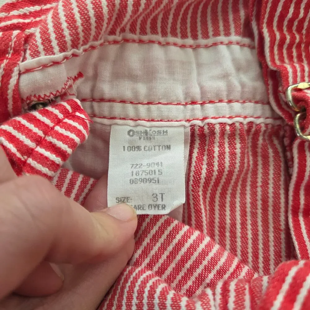 Vintage Oshkosh Red Engineer Striped Shortalls 3t